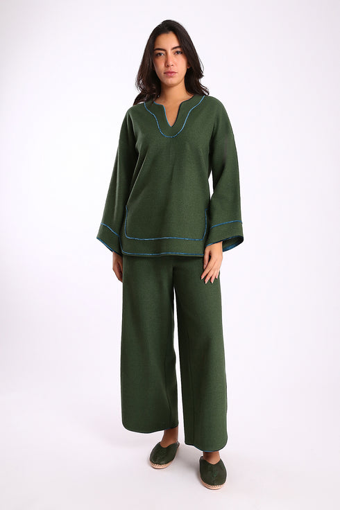 Top in cotton and viscose with round neckline